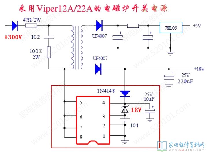 Viper12A/22A電滋爐電源開關電源電路圖