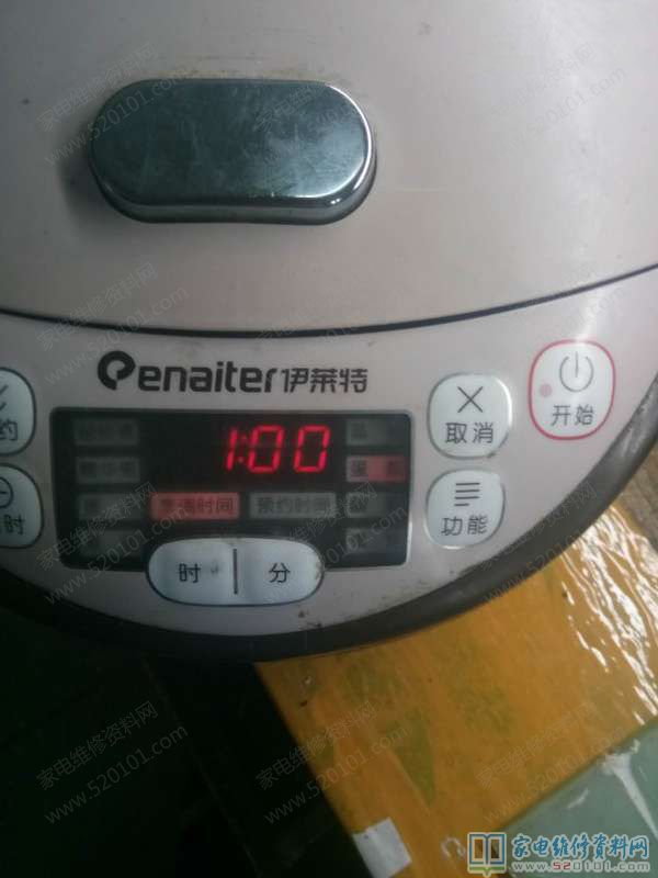 接修一臺伊菜特電飯鍋,常見故障主要表現為不工作中表明E2檢修