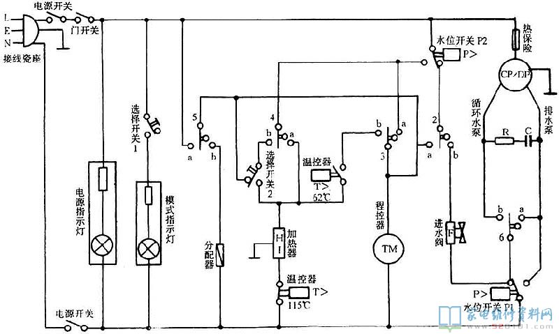 美的WP5B型全自動(dòng)洗碗機(jī)電路圖講解
