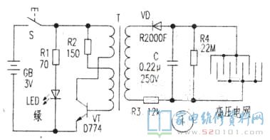 電蚊拍電路圖講解及檢修方式