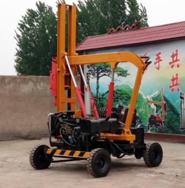 小型裝載式高速公路護欄打樁機 小四輪拔樁一體